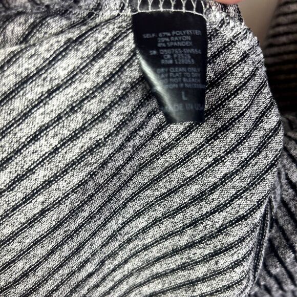 Potters Pot Black Gray Striped Long Sleeve Elbow Patch Tshirt Dress Size Large - Picture 8 of 10